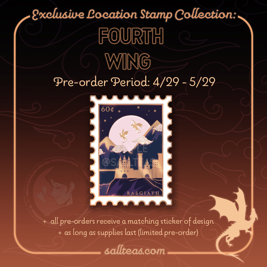 Basgiath Location Stamp Hard Enamel Pin (Fourth Wing & Iron Flame) | OFFICIALLY LICENSED