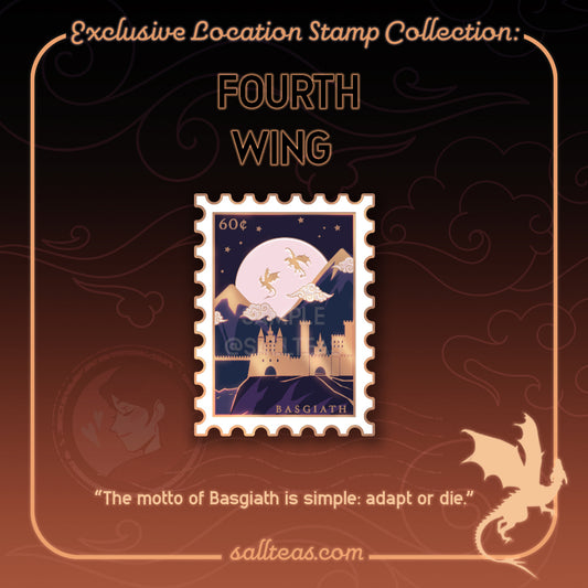 Basgiath Location Stamp Hard Enamel Pin (Fourth Wing & Iron Flame) | OFFICIALLY LICENSED