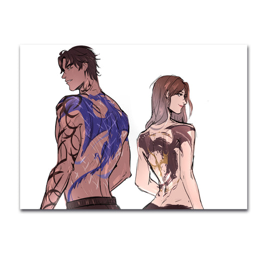 Dragon Tattoos (Fourth Wing Inspired) Art Print