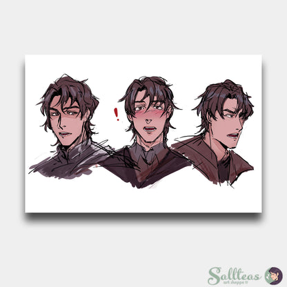 Rune and Gideon (The Heartless Hunter, The Crimson Moth) Inspired Character Sketch Art Print