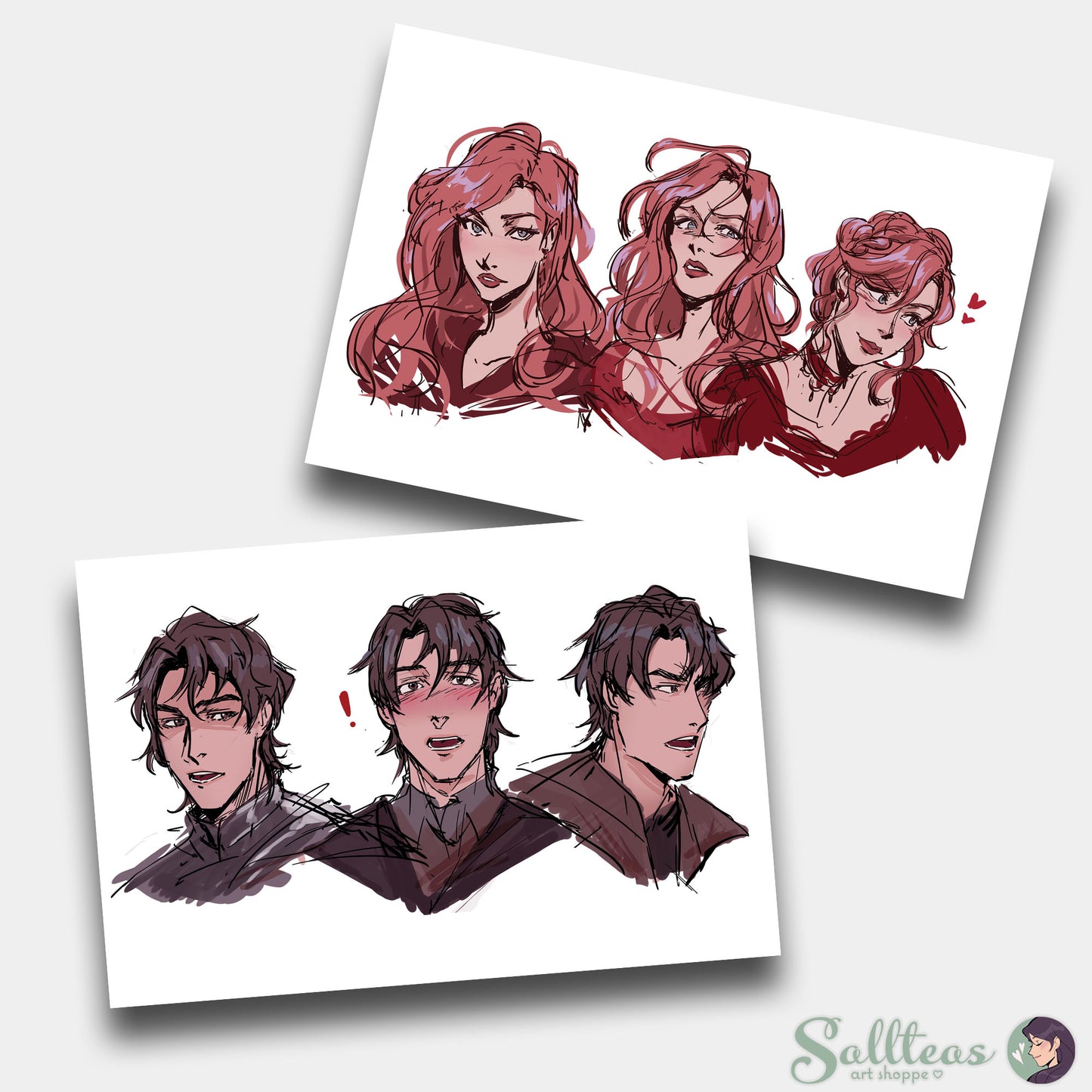 Rune and Gideon (The Heartless Hunter, The Crimson Moth) Inspired Character Sketch Art Print