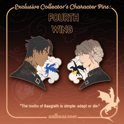 [PRE-ORDER] FOURTH WING/IRON FLAME Character Pins (by Rebecca Yarros) | Xaden & Violet | OFFICIALLY LICENSED